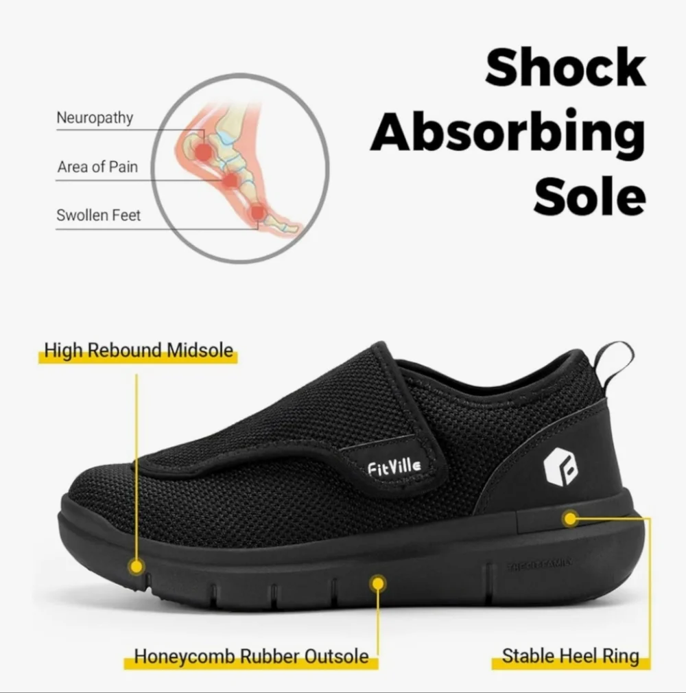 FitVille EasyTop Wings V2  Extra Wide Diabetic and Sport Recovery Shoes 10.5